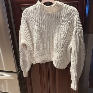 Hollister Cozy White Knit Mock Turtleneck Sweater